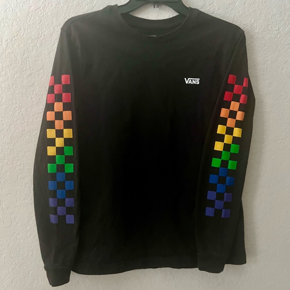 Vans Men’s Rainbow Checkered Long Sleeve T-shirt size small.